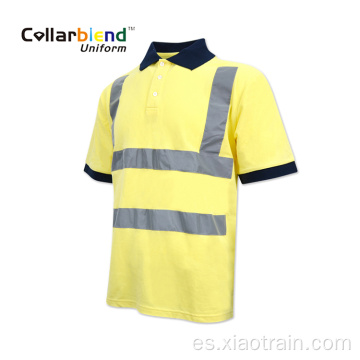 Polo de uniforme de seguridad reflectante amarillo de secado rápido